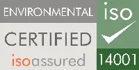 ISO Assured 14001 Environmental Certified logo with tick mark